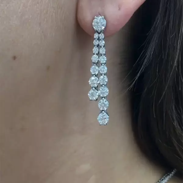 Round Cut White Sapphire Necklace & Earrings Jewelry Set