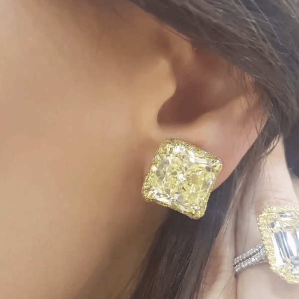 Yellow Sapphire Ring & Earrings Jewelry Set
