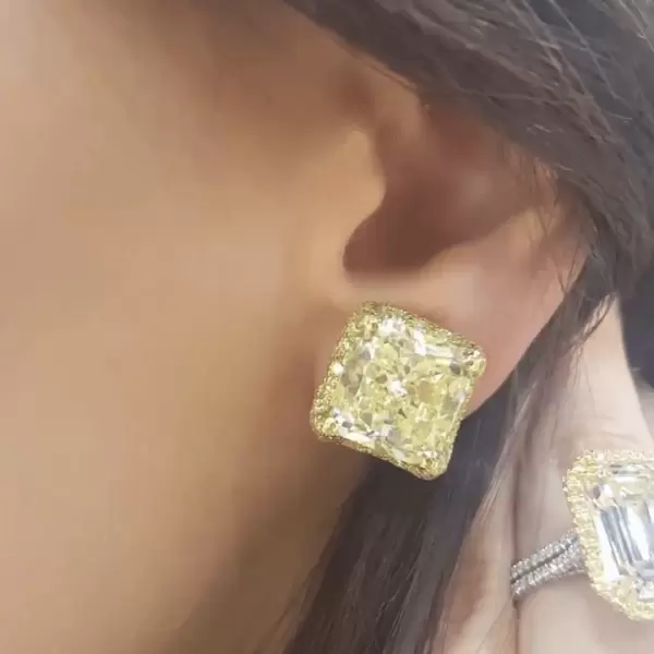 Yellow Sapphire Ring & Earrings Jewelry Set