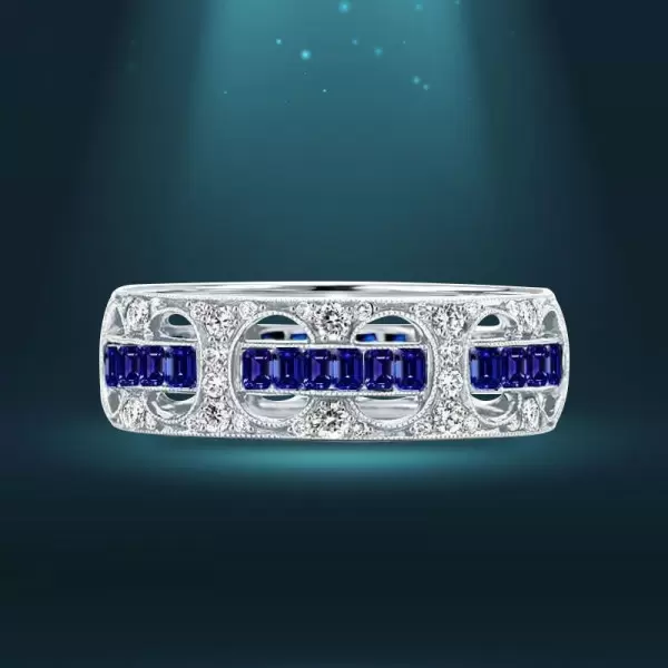 4.5ct Radiant Cut Blue Sapphire Eternity Band