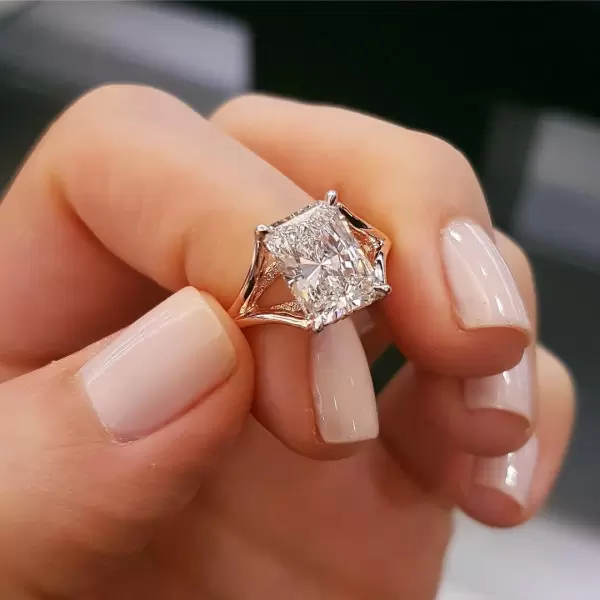 Split Shank Radiant Cut Two Tone Engagement Ring for Women
