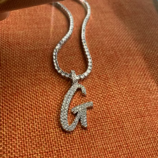 Letter Pendant Diamond Chain Necklace