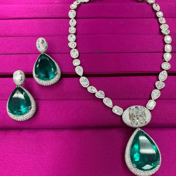 Luxury Emerald Green Jewelry Set/2pcs