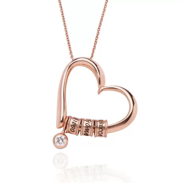 Charming Heart Engraved Necklace in Rose Gold 