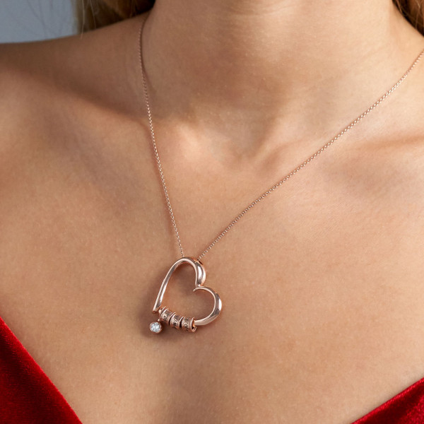 Charming Heart Engraved Necklace in Rose Gold 