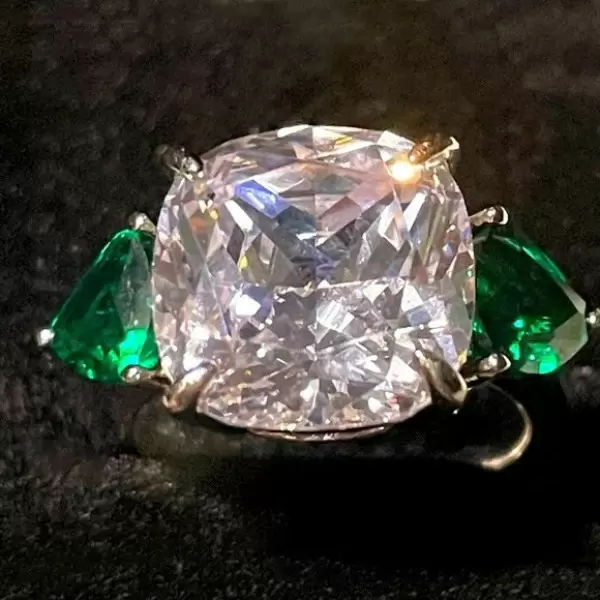 12ct Three-stone Cushion Cut Engagement Ring