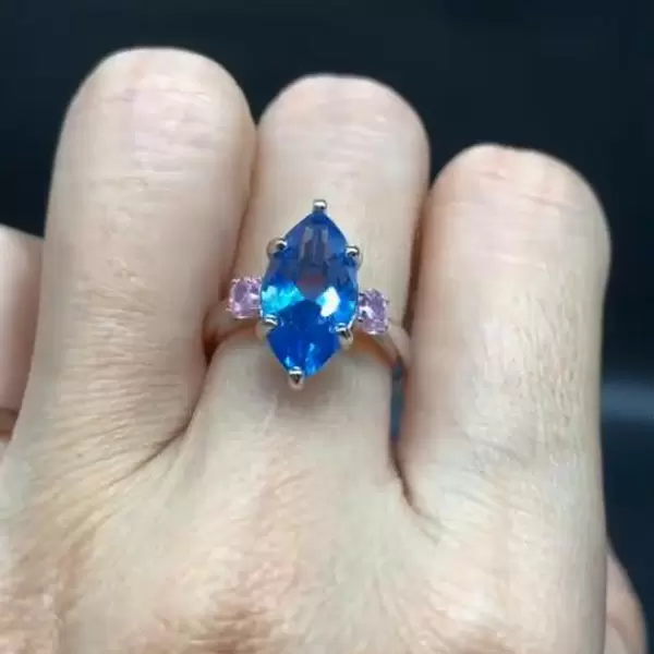 Fancy Vivid Blue Marquise-cut Sapphire Ring