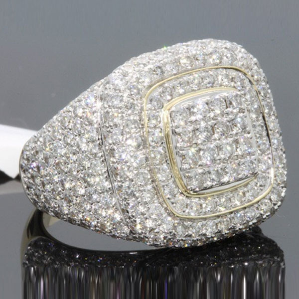 Handmade Iced Out Platform Men's Ring