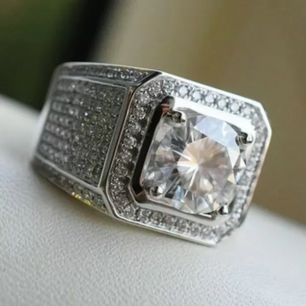 Handmade 6.5 CT Round Cut Men's Ring