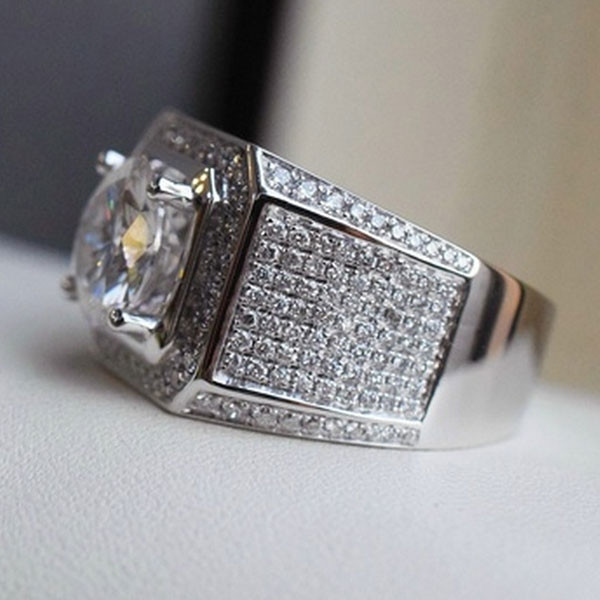Handmade 6.5 CT Round Cut Men's Ring