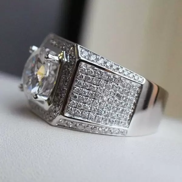 Handmade 6.5 CT Round Cut Men's Ring