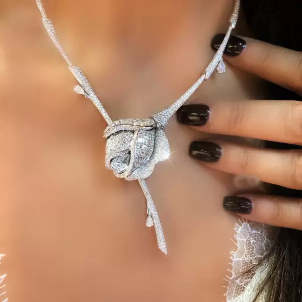 Ice Rose Pave Setting Necklace