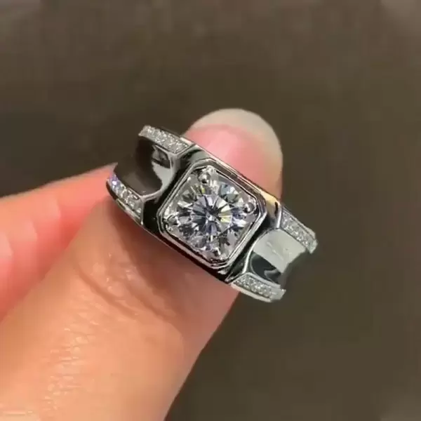 2.0ct Round Cut Diamond Ring For Men