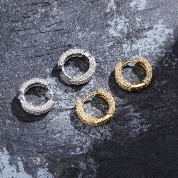 Men Hip Hop Diamond Hoop Earrings