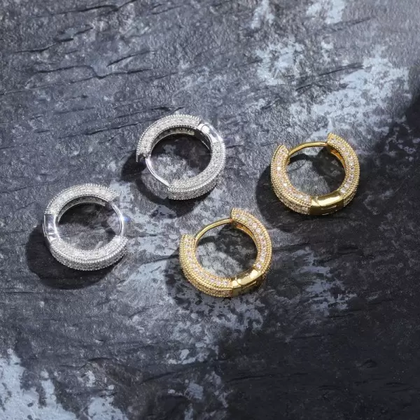 Men Hip Hop Diamond Hoop Earrings