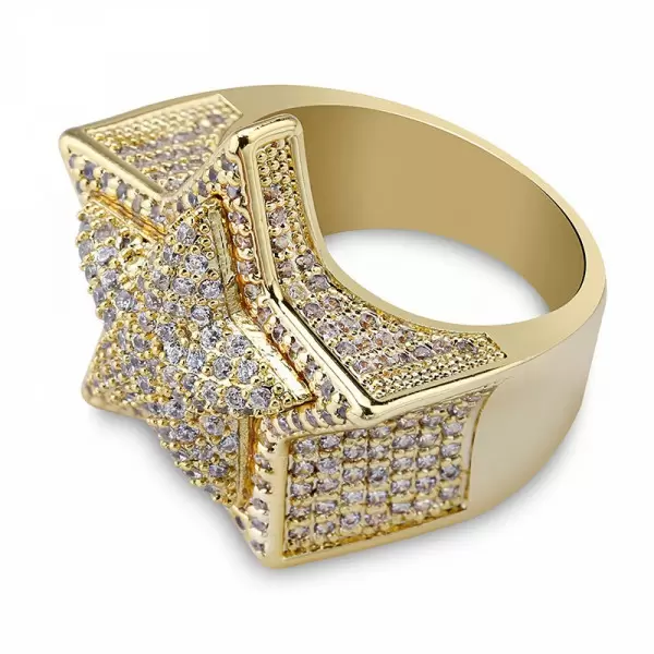 Men Hip Hop Iced Diamond Star Ring