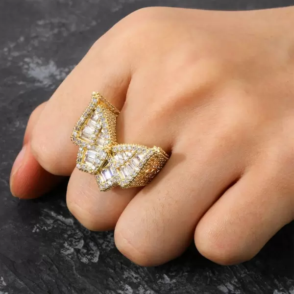 Men Hip Hop Iced Diamond Butterfly Ring