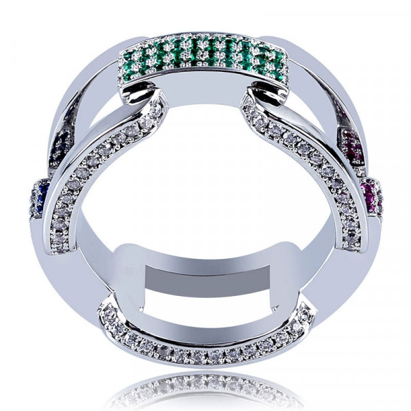 Hip Hop Colorful Stone Wedding Band for Men