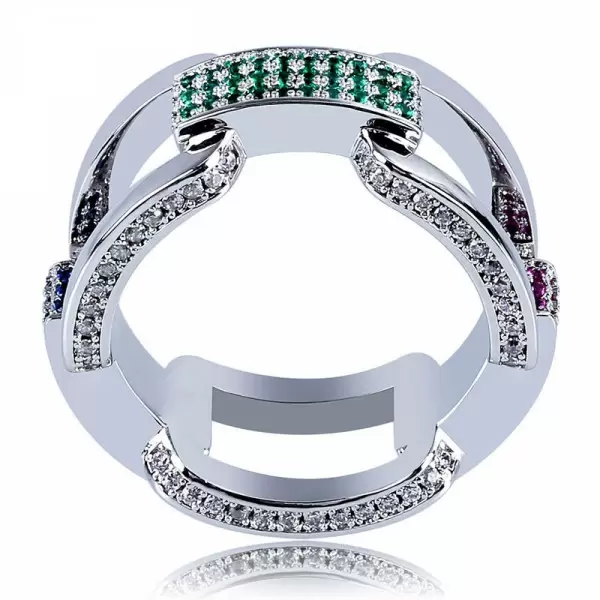 Hip Hop Colorful Stone Wedding Band for Men