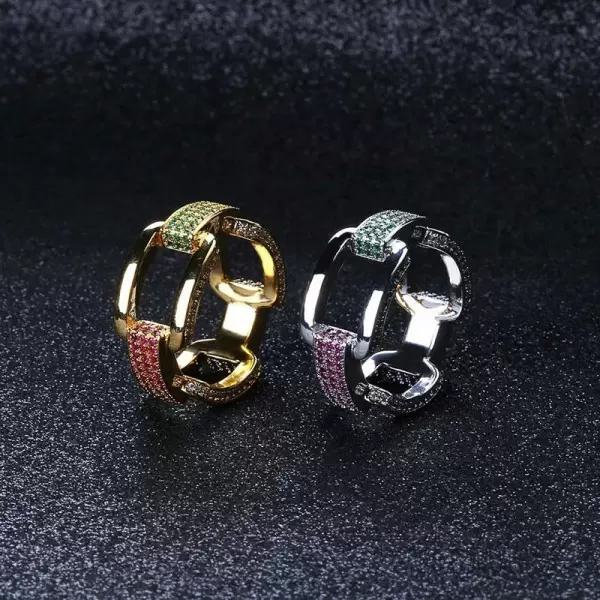 Hip Hop Colorful Stone Wedding Band for Men