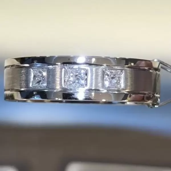 0.24ct Princess Cut White Sapphire Wedding Band for Men