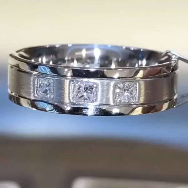 0.24ct Princess Cut White Sapphire Wedding Band for Men