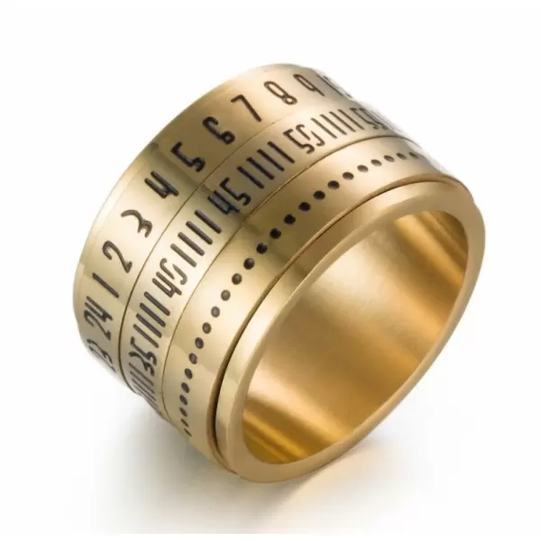 Calendar Spinner Arabic Digital Titanium Steel Men's Ring Band