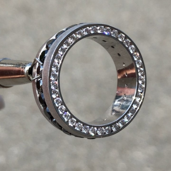 Round Cut Black Sapphire Eternity Band for Men