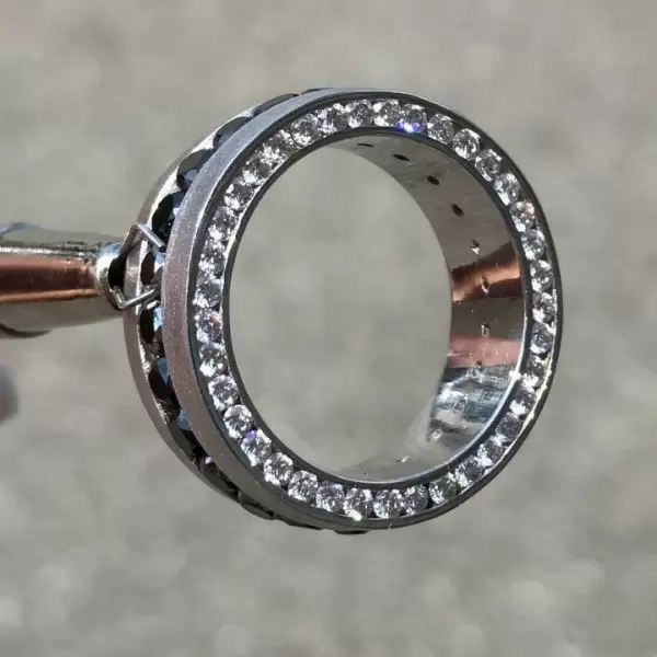 Round Cut Black Sapphire Eternity Band for Men