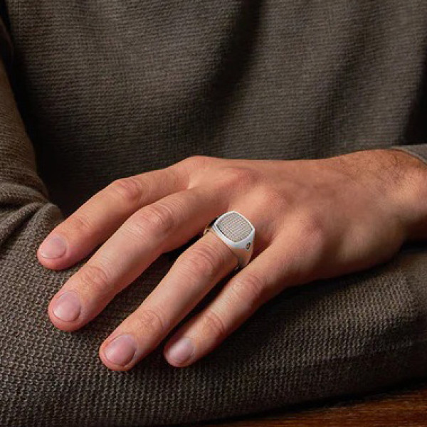 1ct Paved White Sapphire Two Tone Signet Ring