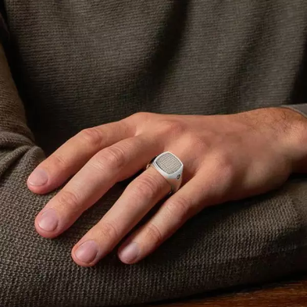 1ct Paved White Sapphire Two Tone Signet Ring