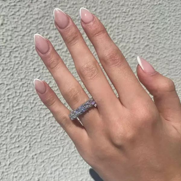 6mm Width Round Cut White Sapphire Eternity Band