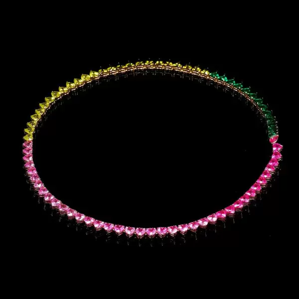 45ctw Multi-color Sapphire Heart Necklace