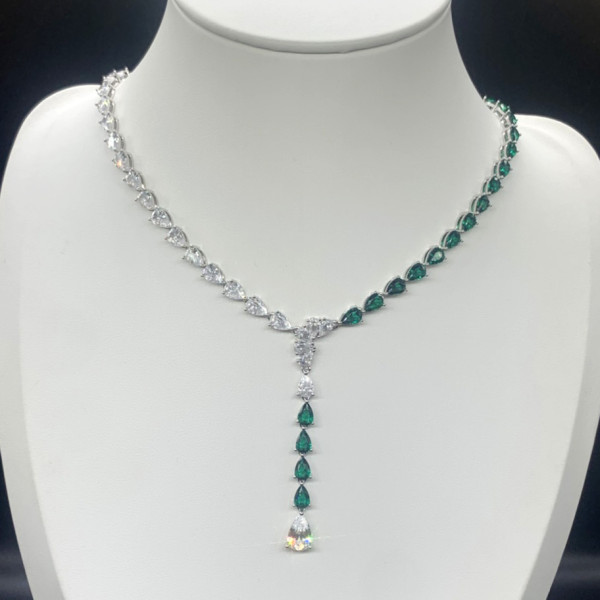 Pear Cut Green Sapphire Necklace