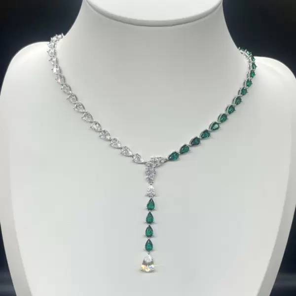 Pear Cut Green Sapphire Necklace