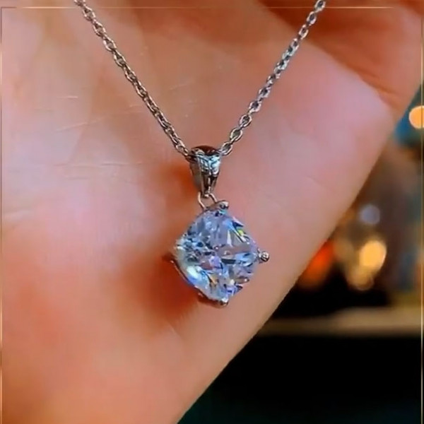 4ct Brilliant Cushion Cut Diamond Necklace