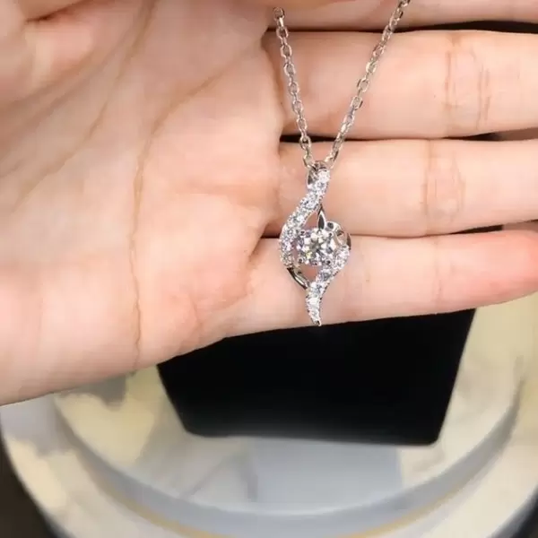 Fashion Twist Halo Diamond Pendant Necklace