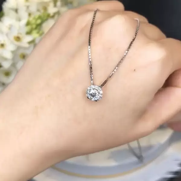 2.5ct Round Cut White Sapphire Classic Pendant Necklace