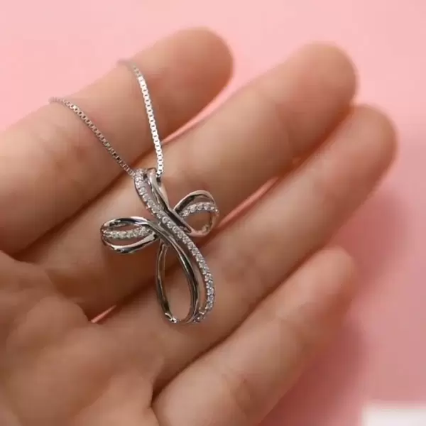 Handmade Sterling Silver Infinity Cross Pendant Necklace