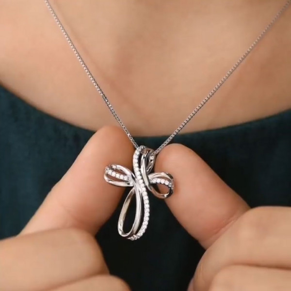 Handmade Sterling Silver Infinity Cross Pendant Necklace