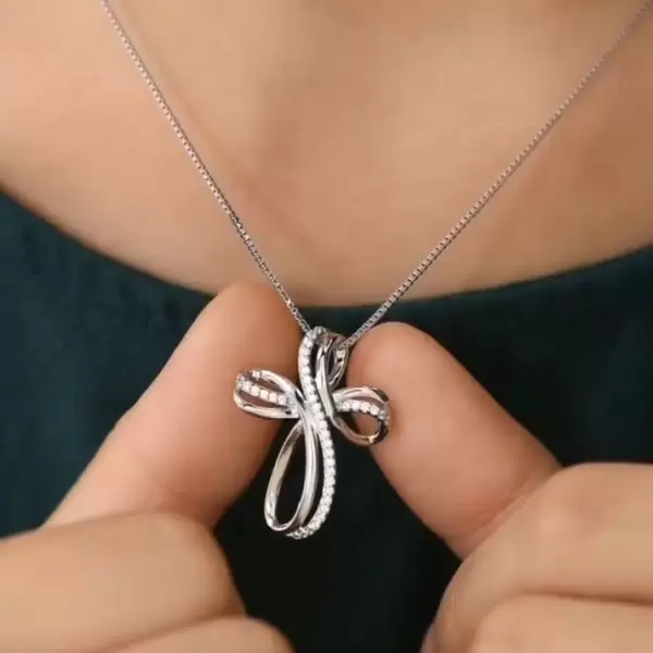 Handmade Sterling Silver Infinity Cross Pendant Necklace