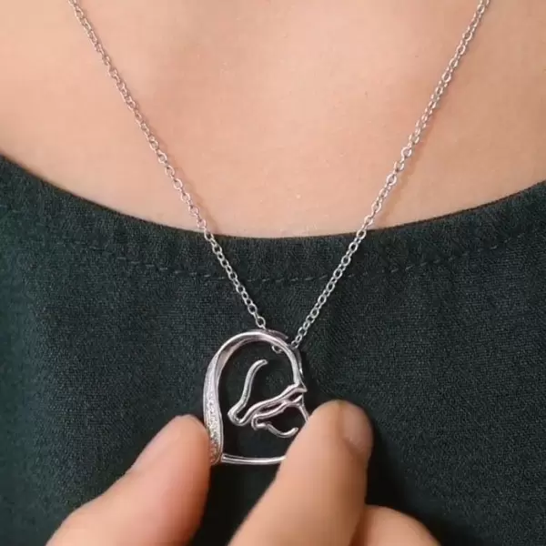 Handmade Sterling Silver Mom&Baby Horse Necklace