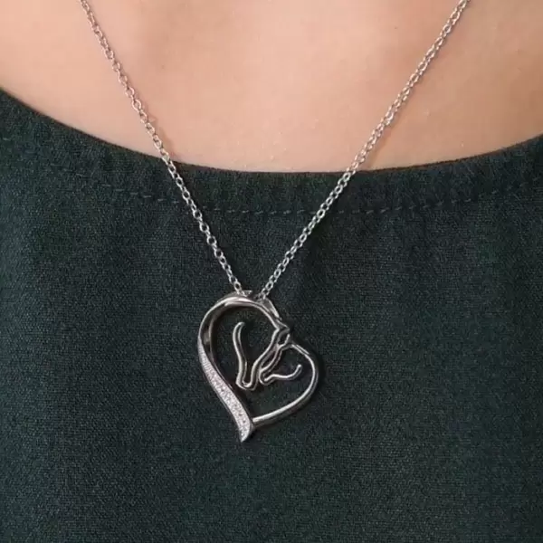 Handmade Sterling Silver Mom&Baby Horse Necklace