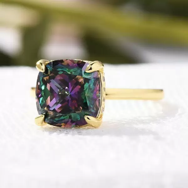 4ct Cushion Cut Alexandrite Sterling Silver Engagement Ring