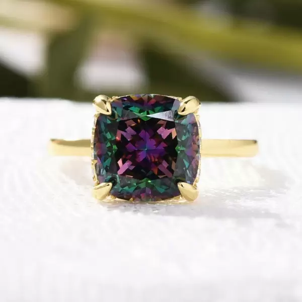4ct Cushion Cut Alexandrite Sterling Silver Engagement Ring