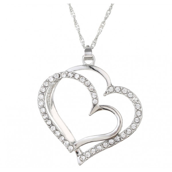 Handmade Interlocking Hearts Pendant Sterling Silver Necklace
