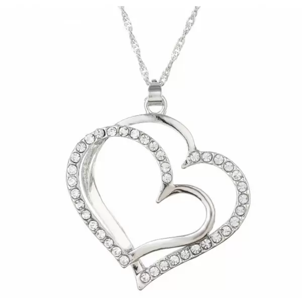 Handmade Interlocking Hearts Pendant Sterling Silver Necklace