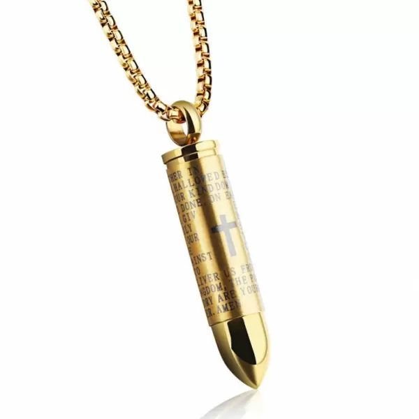 Stainless Steel Men's Bullet Pendant Necklace