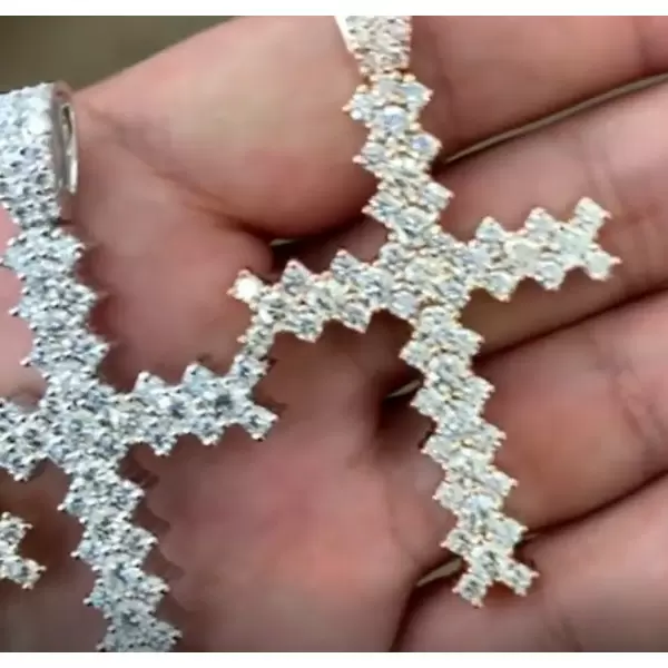 Handmade White Gold Crosses instock Necklace
