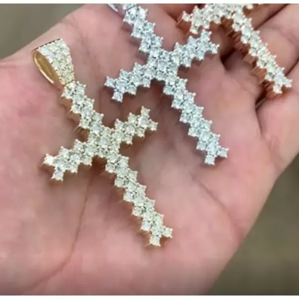 Handmade White Gold Crosses instock Necklace